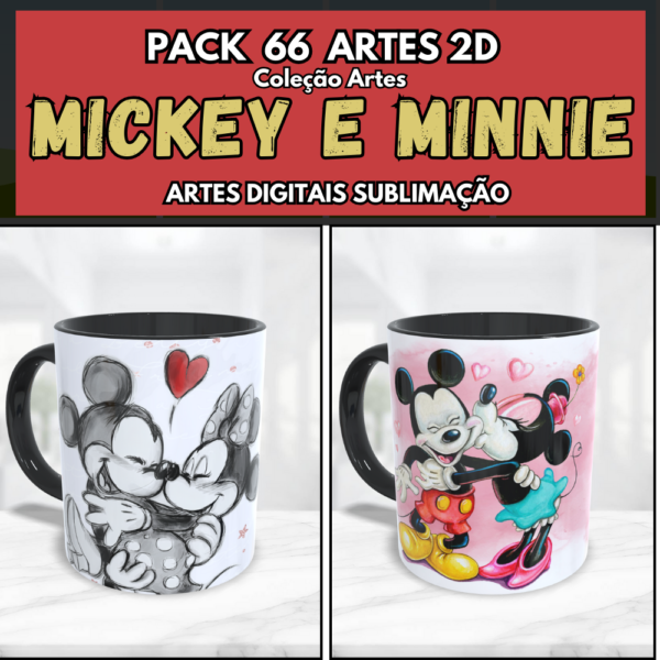 Canecas sublimação artes digitais mickey e minnie