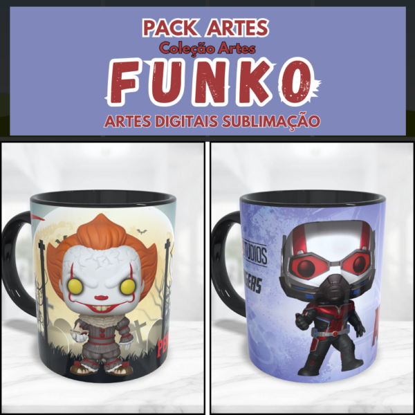 artes canecas sublimação funko personagens