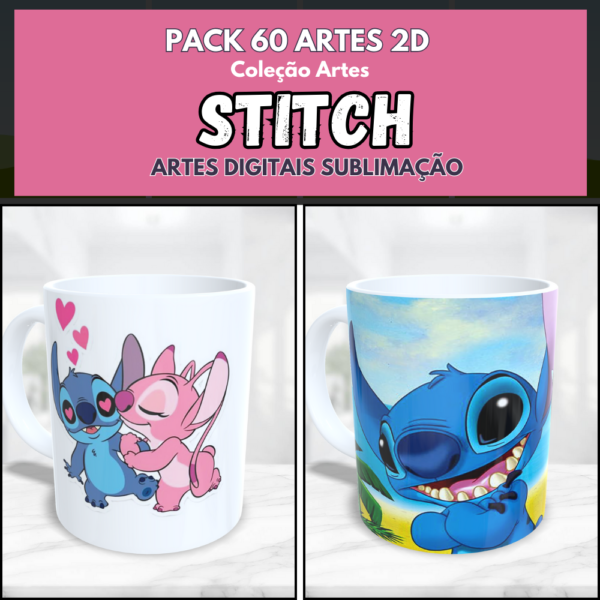 pack artes sublimação canecas stitch